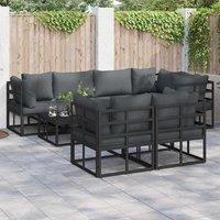 Berkfield Home Garden Sofa Set with Cushion with Pillow 7 pcs Black Aluminium