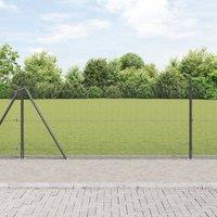 Berkfield Home Welded Wire Fence with 13 Flanged Posts Grey 1.4x25 m Steel