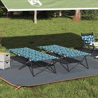 Berkfield Home Folding Sun Beds with Carry Bags 2 pcs Leaf Pattern 600D Oxford Fabric in Green