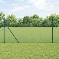 Berkfield Home Welded Wire Fence with 7 Posts Green 1.4x10 m Steel