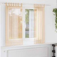 Berkfield Home Voile Curtains with Loops 2 pcs Sand 140x175 cm in Brown