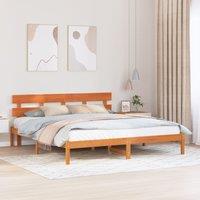 Berkfield Home Bed Frame with Headboard Wax Brown 200x200 cm Solid Wood Pine