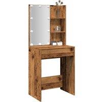 Berkfield Home Dressing Table with LED Old Wood 60x40x140 cm in Brown | Size: 60 x 40 x 140 cm