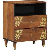 Berkfield Home Bedside Cabinet 50x33x60 cm Solid Wood Mango in Brown | Size: 50 x 33 x 60 cm