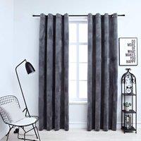 Berkfield Home Blackout Curtains with Rings 2 pcs Velvet Anthracite 140x225 cm