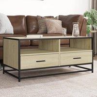 Berkfield Home Coffee Table Sonoma Oak 100x50x45 cm Engineered Wood & Metal in Brown | Size: 100 x 50 x 45 cm