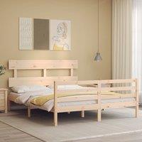 Berkfield Home Bed Frame with Headboard King Size Solid Wood in Brown