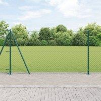 Berkfield Home Chain Link Fence with 13 Flanged Posts 1.2x25 m Galvanised Steel in Green