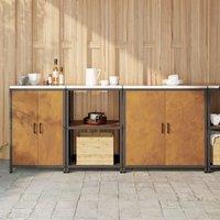 Berkfield Home with Shelf Other with Storage with Door 3 pcs Rusty Weathering steel in Brown