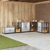 Berkfield Home Kitchen Storage Cabinet with Shelf with Storage with Door Silver Stainless steel