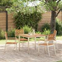 Berkfield Home Stackable Garden Chairs 4 pcs Solid Wood Teak&Stainless Steel in Brown