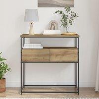 Berkfield Home Console Table Artisan Oak 75x40x75 cm Engineered Wood & Steel in Brown | Size: 75 x 40 x 75 cm