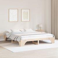 Berkfield Home Bed Frame Natural Solid Pine wood 180 x 200 cm Simple in Brown