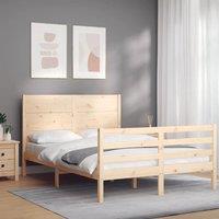 Bed Frame with Headboard Double Solid Wood