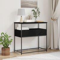 Berkfield Home Console Table Black Oak 75x40x75 cm Engineered Wood & Steel | Size: 75 x 40 x 75 cm