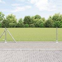Berkfield Home Chain Link Fence with 13 Flanged Posts 0.6x25 m Galvanised Steel in Silver