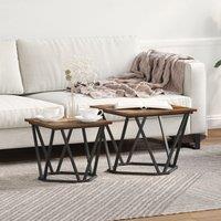 Berkfield Home 2 Piece Side Table Set Smoked Oak Engineered Wood in Brown