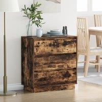 Berkfield Home Bedside Cabinet with LED Smoked Oak 71x34.5x75 cm Engineered Wood in Brown