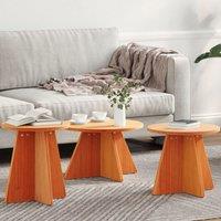 Berkfield Home Coffee Table 3 pcs Wax brown Solid pine wood