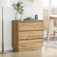 Berkfield Home Bedside Cabinet with LED Artisan Oak 71x34, 5x75 cm Engineered Wood in Brown