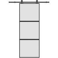 Berkfield Home Sliding Door with Hardware Set 76x205 cm Tempered Glass&Aluminium in Black