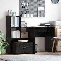 Berkfield Home Drawer Cabinet Black oak Engineered wood Compact Drawer Cabinet