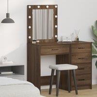 Berkfield Home Dressing Table with LED Lights Brown Oak 50x41x135 cm | Size: 50 x 41 x 135 cm