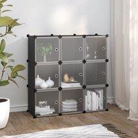 Berkfield Home Storage Cube Organiser with 9 Cubes & Doors Black PP