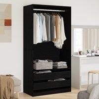 Berkfield Home Black Oak Wardrobe - 100 x 50 x 200 cm - Made from Engineered Wood