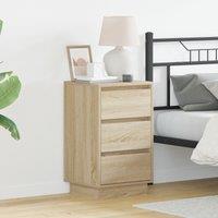 Berkfield Home Bedside Cabinet with LED Sonoma Oak 39x34, 5x65 cm Engineered Wood in Beige