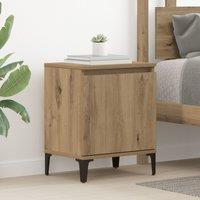 Berkfield Home Artisan Oak Bedside Table Artisan Oak Engineered wood, Metal in Brown