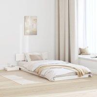 Berkfield Home Floor Bed Frame with Bedside Tables White 75x190cm Solid Wood | Size: 75x190 cm