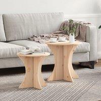 Berkfield Home Coffee Table 2 pcs Natural Solid pine wood in Brown