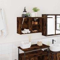 Berkfield Home Bathroom Wall Cabinet Smoked Oak 60x25x40 cm Engineered Wood in Brown | Size: 60 x 25 x 40 cm