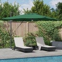 Berkfield Home Cantilever Roma Parasol with LEDs Green 286x285x270 cm Aluminium | Size: 286 x 285 x 270 cm