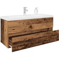 Berkfield Home Sink Cabinet with Built-in Basin & Faucet Old Wood in Brown