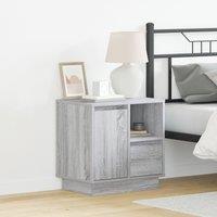 Berkfield Home Bedside Cabinet with LED Grey Sonoma 50x34, 5x50 cm
