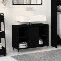 Berkfield Home Vanity Unit Black Oak Engineered Wood Medium Black Oak Vanity
