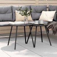 Berkfield Home Garden Coffee Tables 2 pcs Round Black Powder-coated Steel