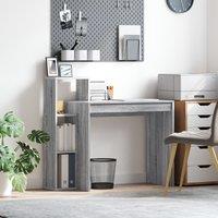 Berkfield Home Computer Desk Grey sonoma Particle board Medium Shelving