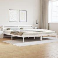 Berkfield Home Bed Frame with Headboard White 200x220 cm Solid Wood Pine