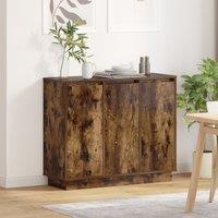 Berkfield Home Sideboard with LED in Smoked Oak - 90x32x75 cm - Made of Engineered Wood in Brown | Size: 90 x 32 x 75 cm