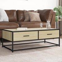 Berkfield Home Coffee Table Sonoma Oak 100x50x35 cm Engineered Wood & Metal in Brown | Size: 100 x 50 x 35 cm