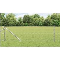Berkfield Home Euro Fence with 13 Spike Posts 0.4x25 m Galvanised Steel in Silver