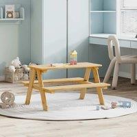 Berkfield Home Children's Table with Benches IRUN 90x79.5x50 cm Solid Wood in Brown