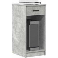 Berkfield Home Computer Tower Stand with Drawer Concrete Grey 35x45x77 cm | Size: 35 x 45 x 77 cm