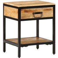 Berkfield Home Bedside Cabinet 40x35x50 cm Solid Wood Rough Mango in Brown | Size: 40 x 35 x 50 cm