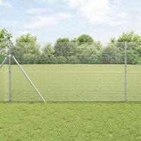 Berkfield Home Welded Wire Fence with 13 Posts 1.4x25 m Galvanised Steel in Silver