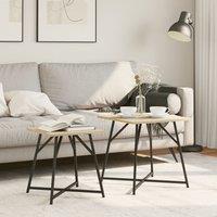 Berkfield Home Side Table 2 pcs Sonoma Oak Engineered Wood & Metal in Brown