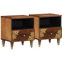 Berkfield Home Bedside Cabinets 2 pcs 40x33x46 cm Solid Wood Mango in Brown | Size: 40 x 33 x 46 cm